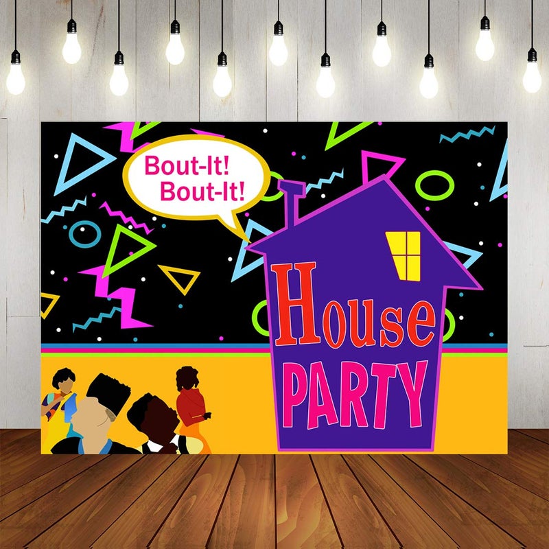 LoveInM 90s House Family Party Photo Backdrop Bounce House Theme Birthday Background Party Decorations Throwback Party Decorations Photo Booth Props - Image 1